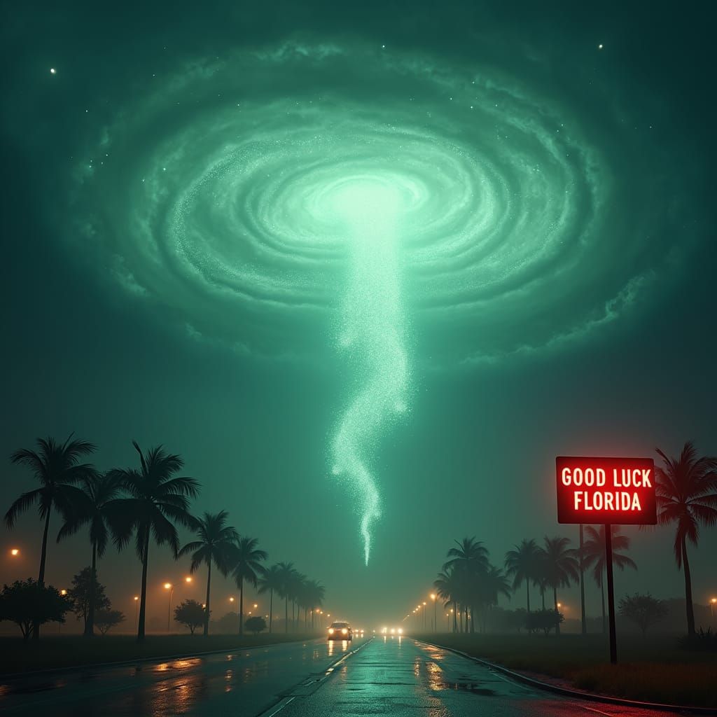 Radiant Glowing Storm Over Dark Florida City