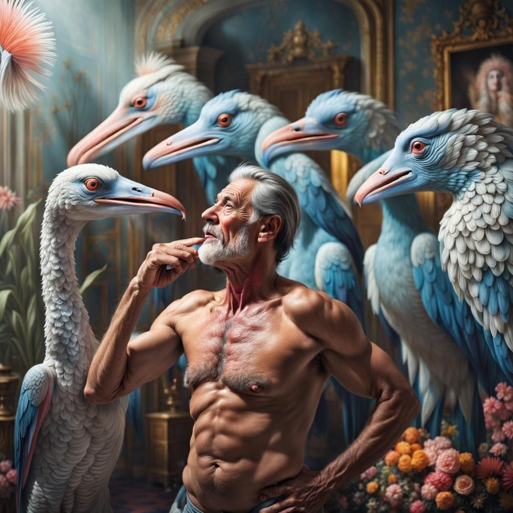 Emotional Party with Exotic Creatures in Photorealistic Styl...