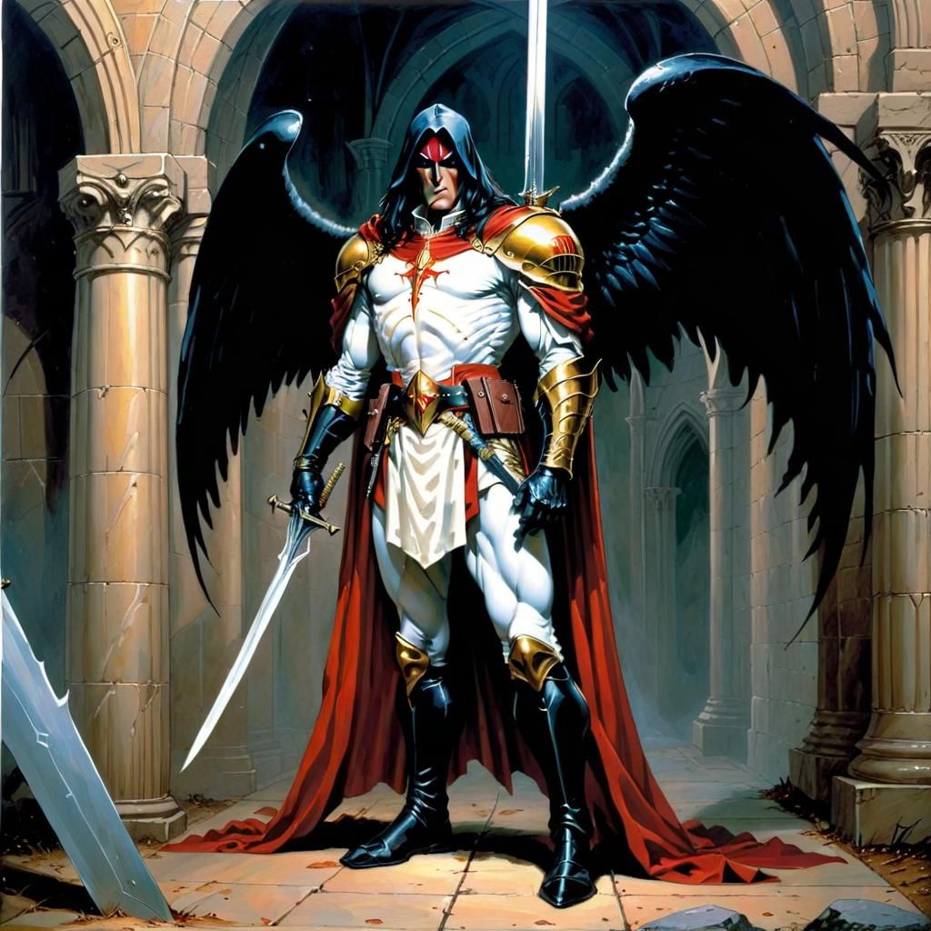 Azrael Comic Art in Oil Painting Style