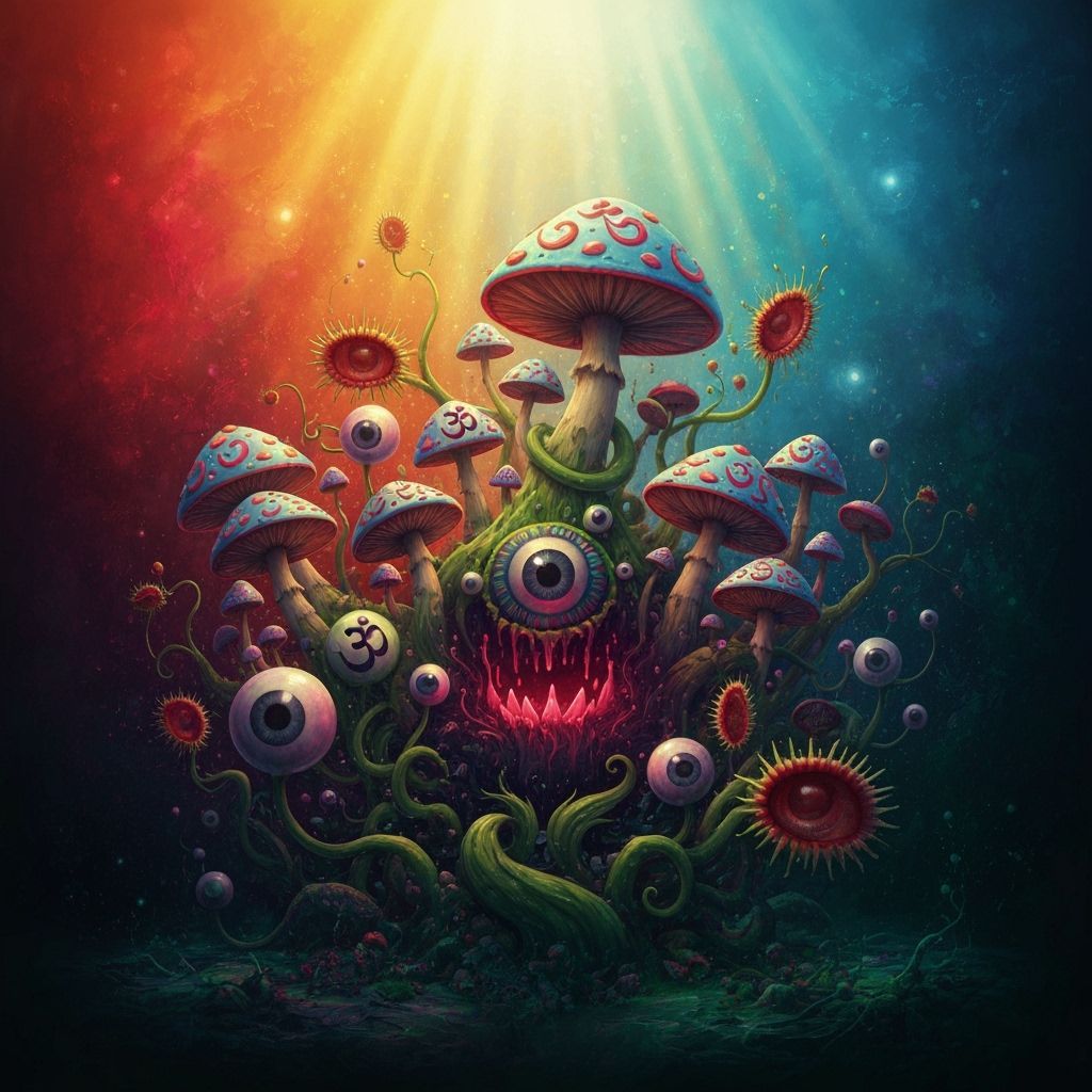 Psychedelic Varanasi Splendor with Surreal Flora