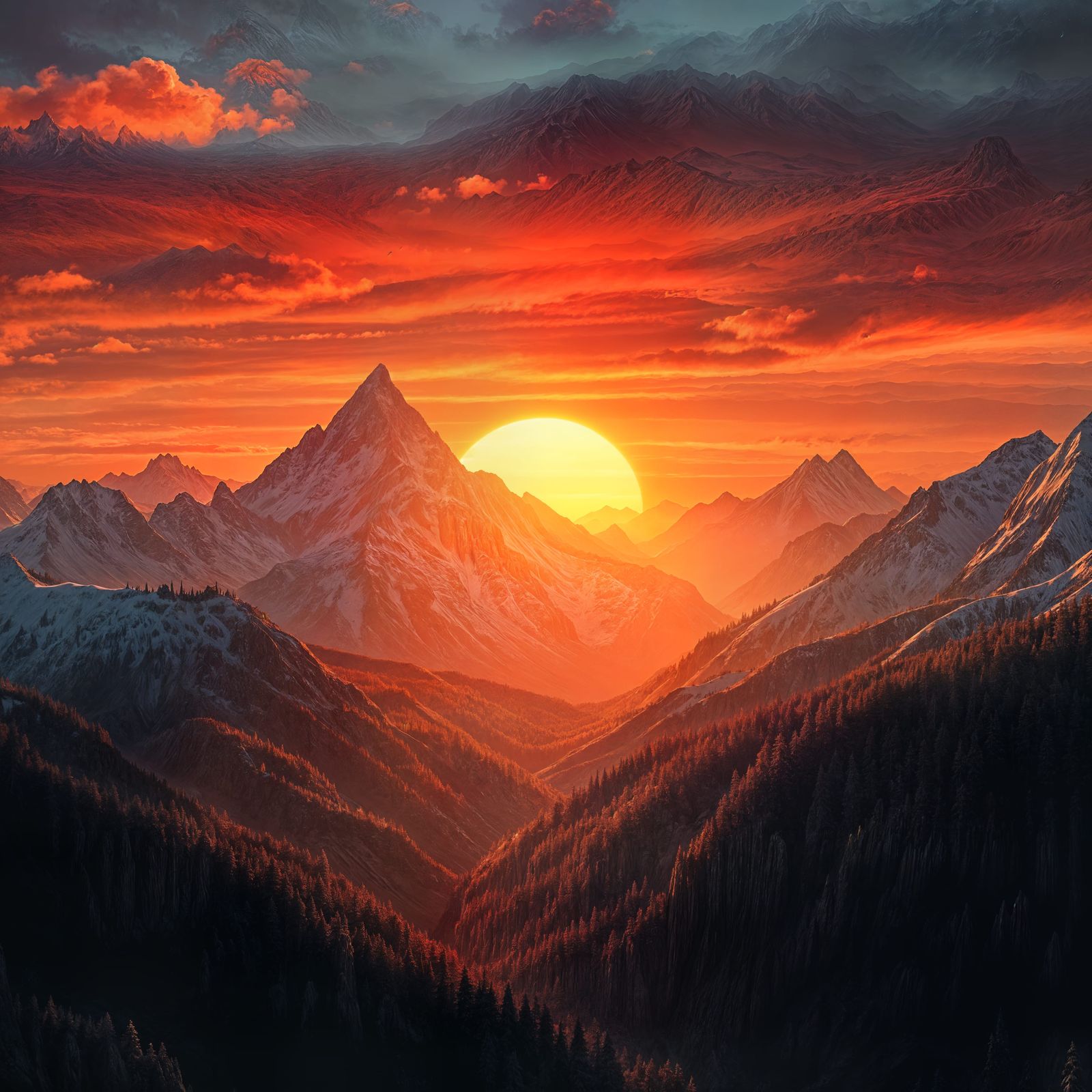 Surreal Sundown Majesty in Hyper-Realistic Fantasy Style