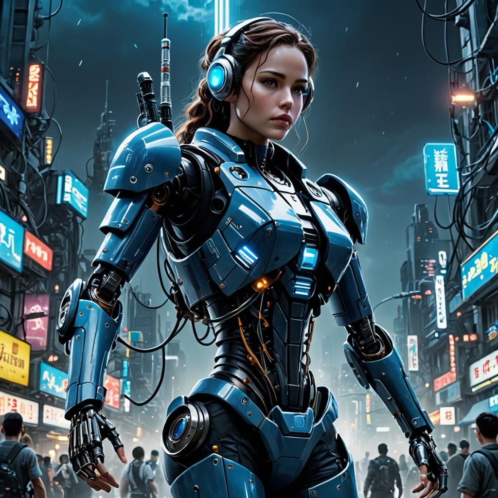 Cyborg Profile with Cyberpunk Electronics