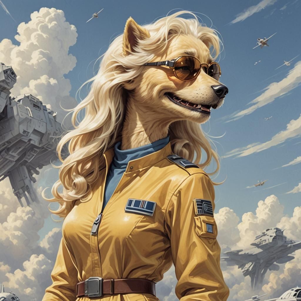 Canine Star Wars Pilot in 1940s Style