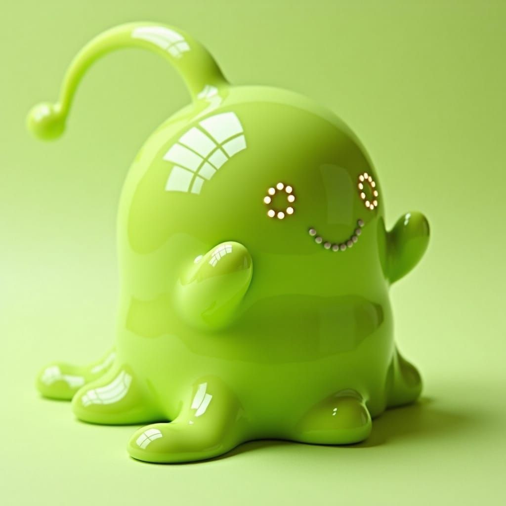 Lime Green Slime Spear Creature in 3D