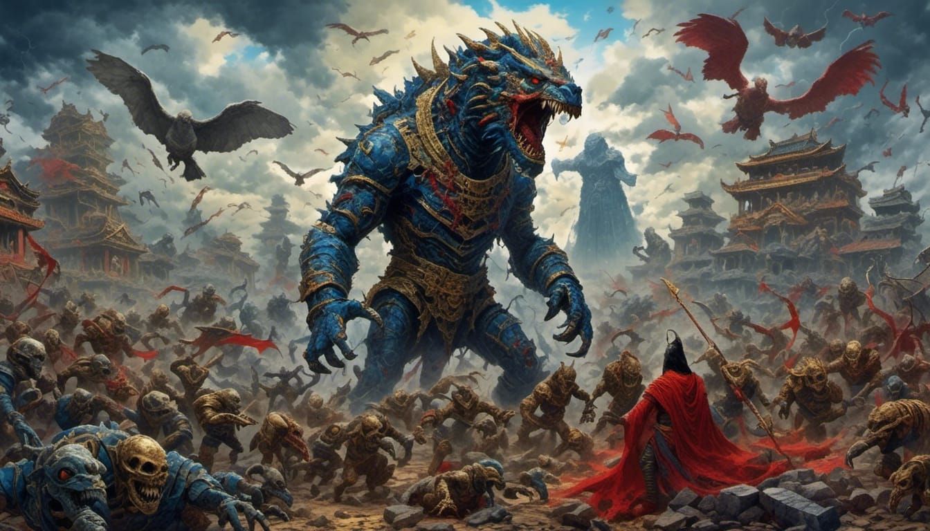 Undead Chimera-Kaiju with Demonic Moai