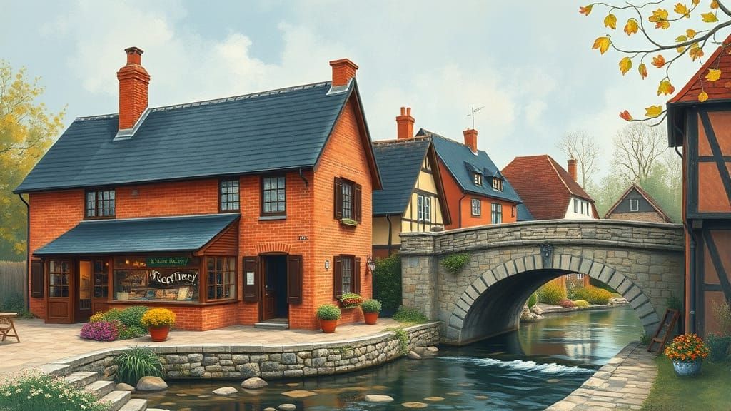 Charming Village Home Office in Impressionistic Style