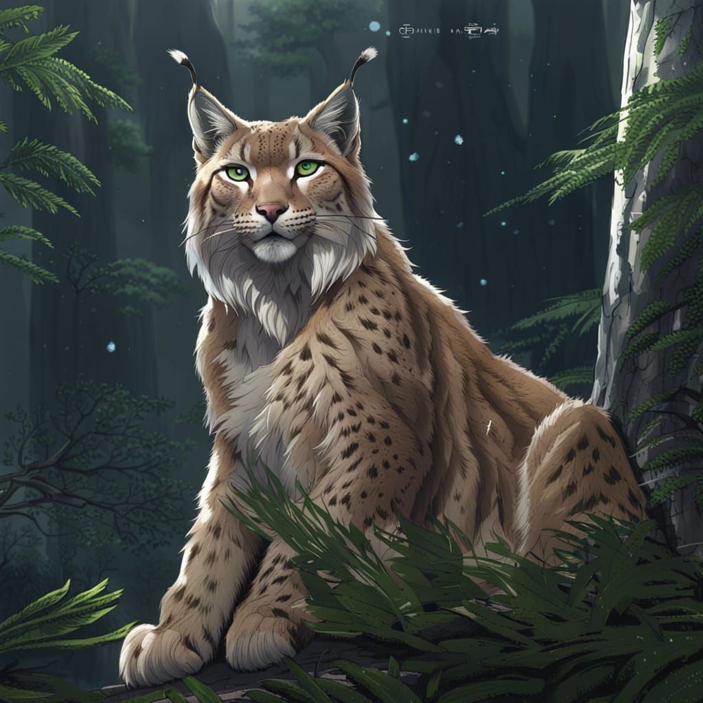 Eurasian Lynx in Anime Style