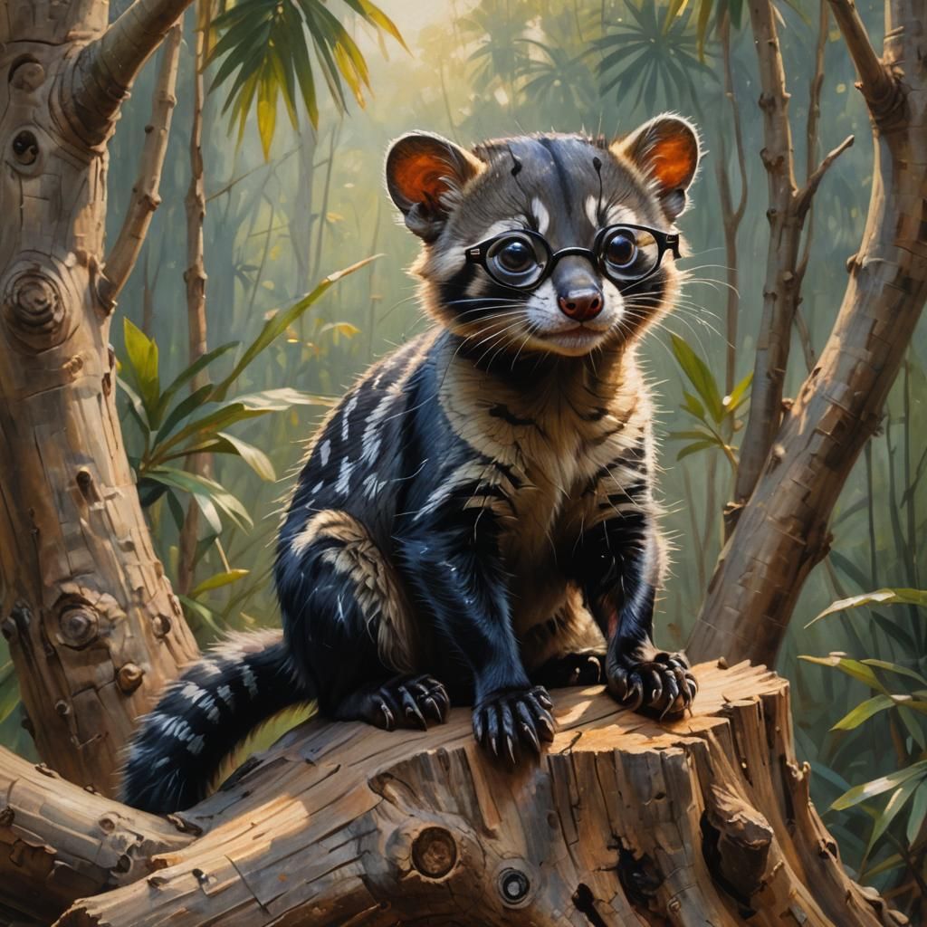 Civet in Glasses: Oil Painting by James Gurney