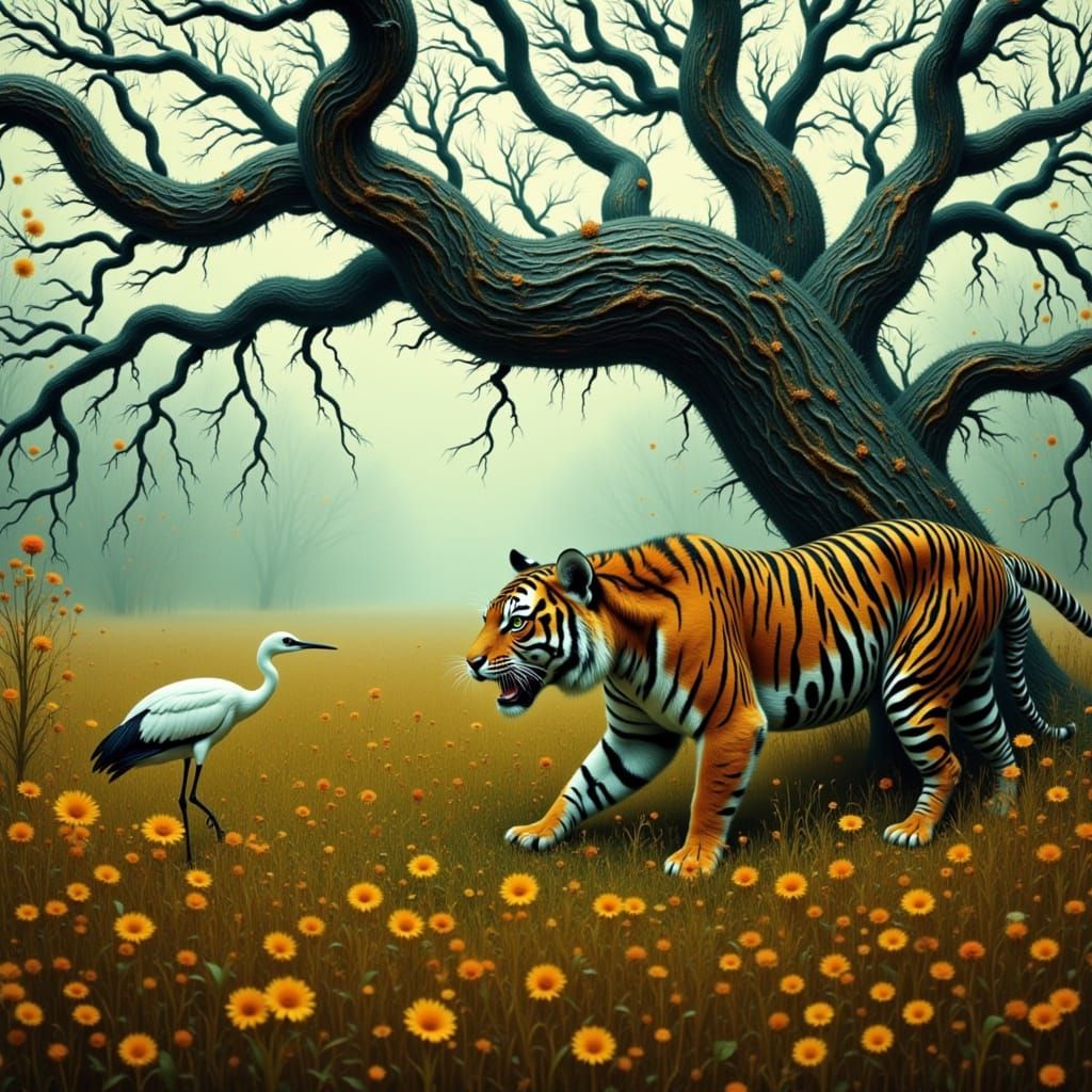 Tiger About to Pounce in Gritty Cinematic Style