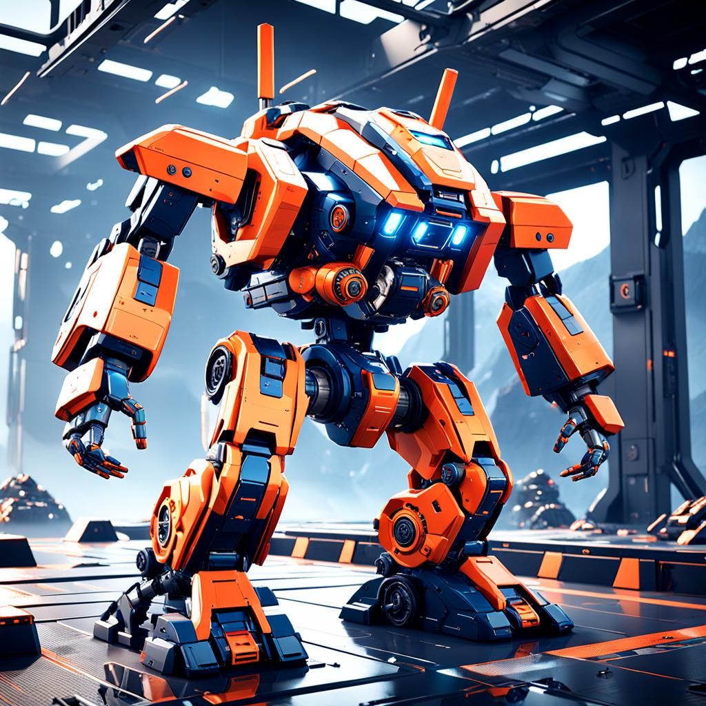 Orange Navy Recruit with Intricate Mech Details