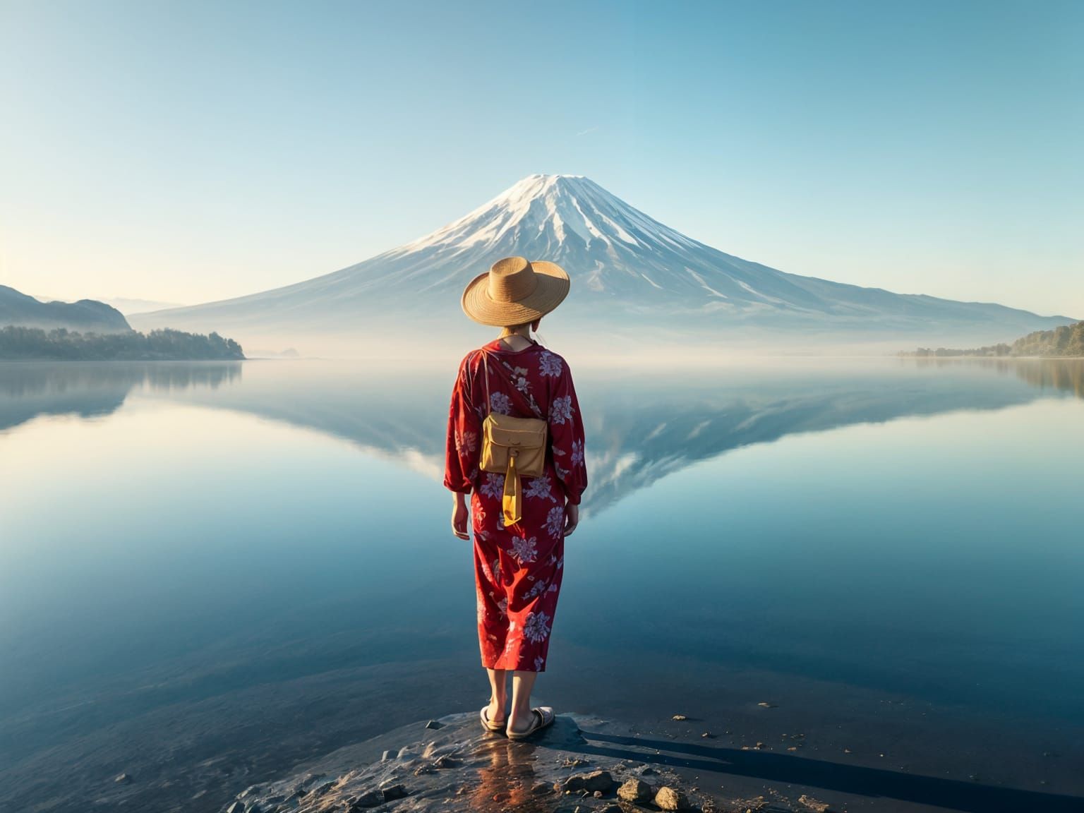 Mt Fuji Landscape in Hyperrealistic Style