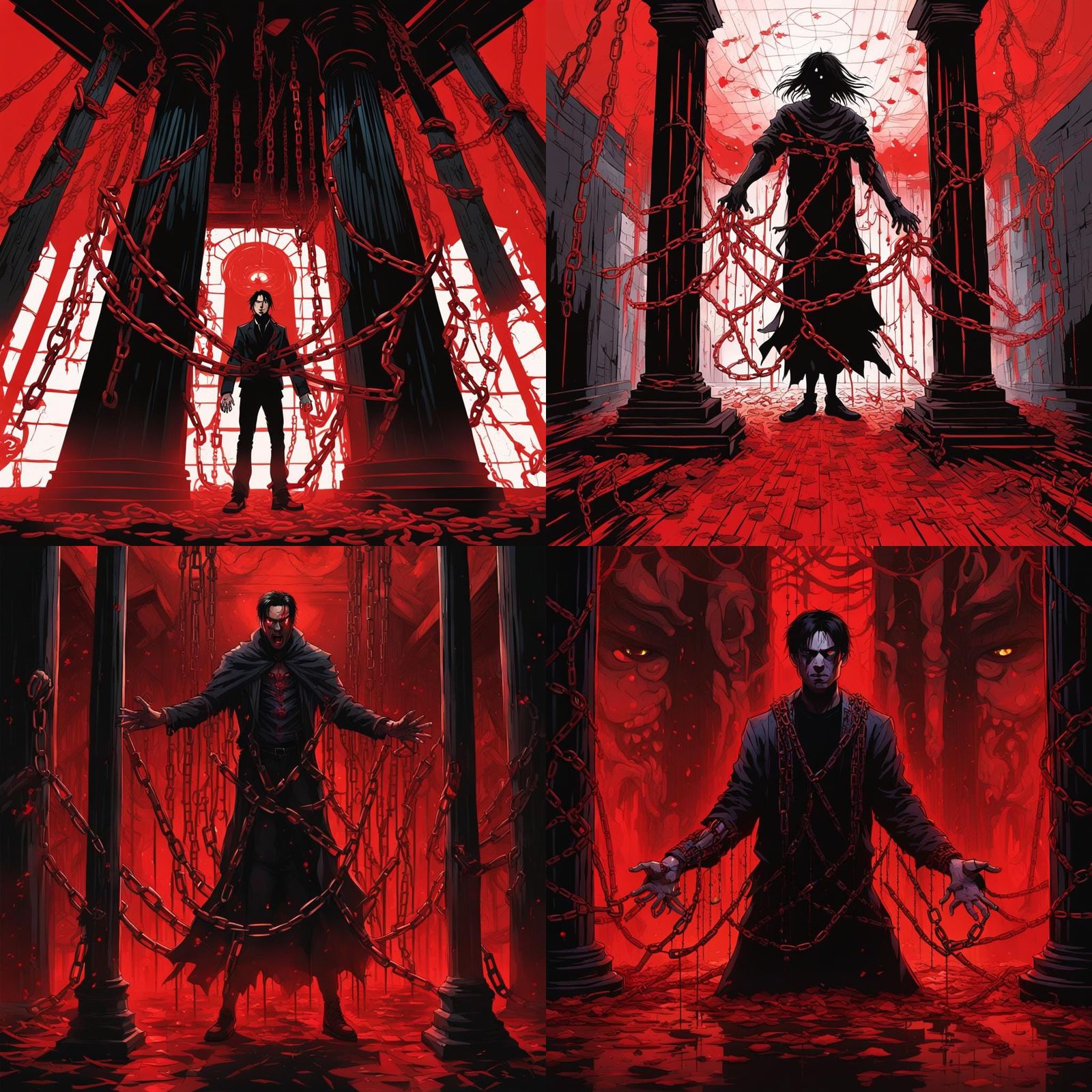 Tormented Man Chained in Dark Fantasy Horror