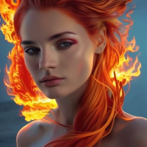 Flaming Beauty: A Maximalist Digital Portrait