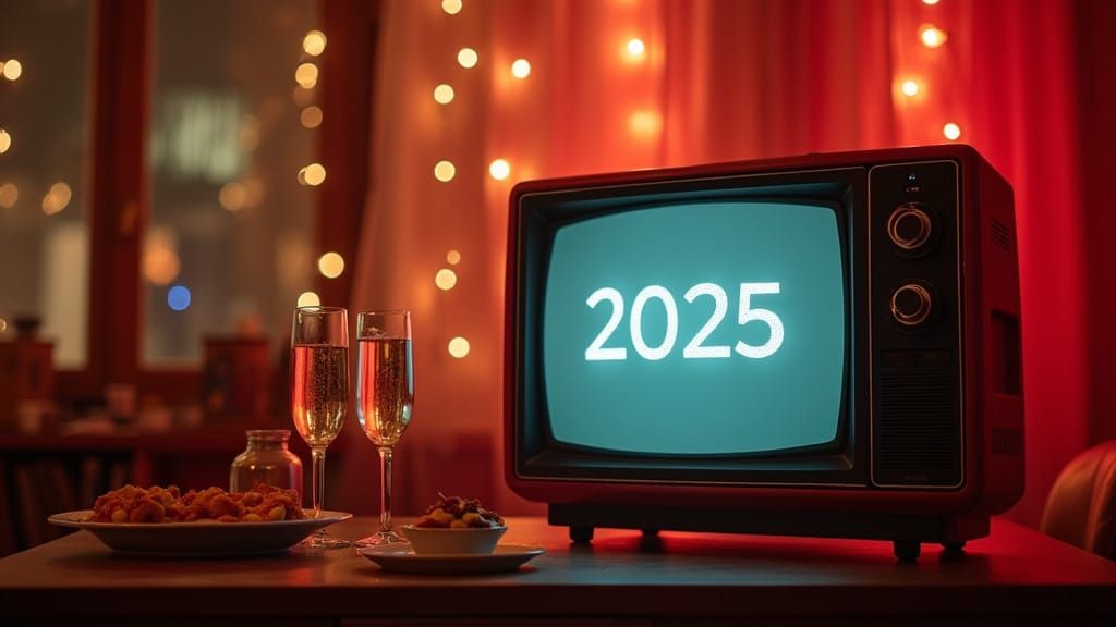 Retro Holiday Party Scene in Vibrant Color