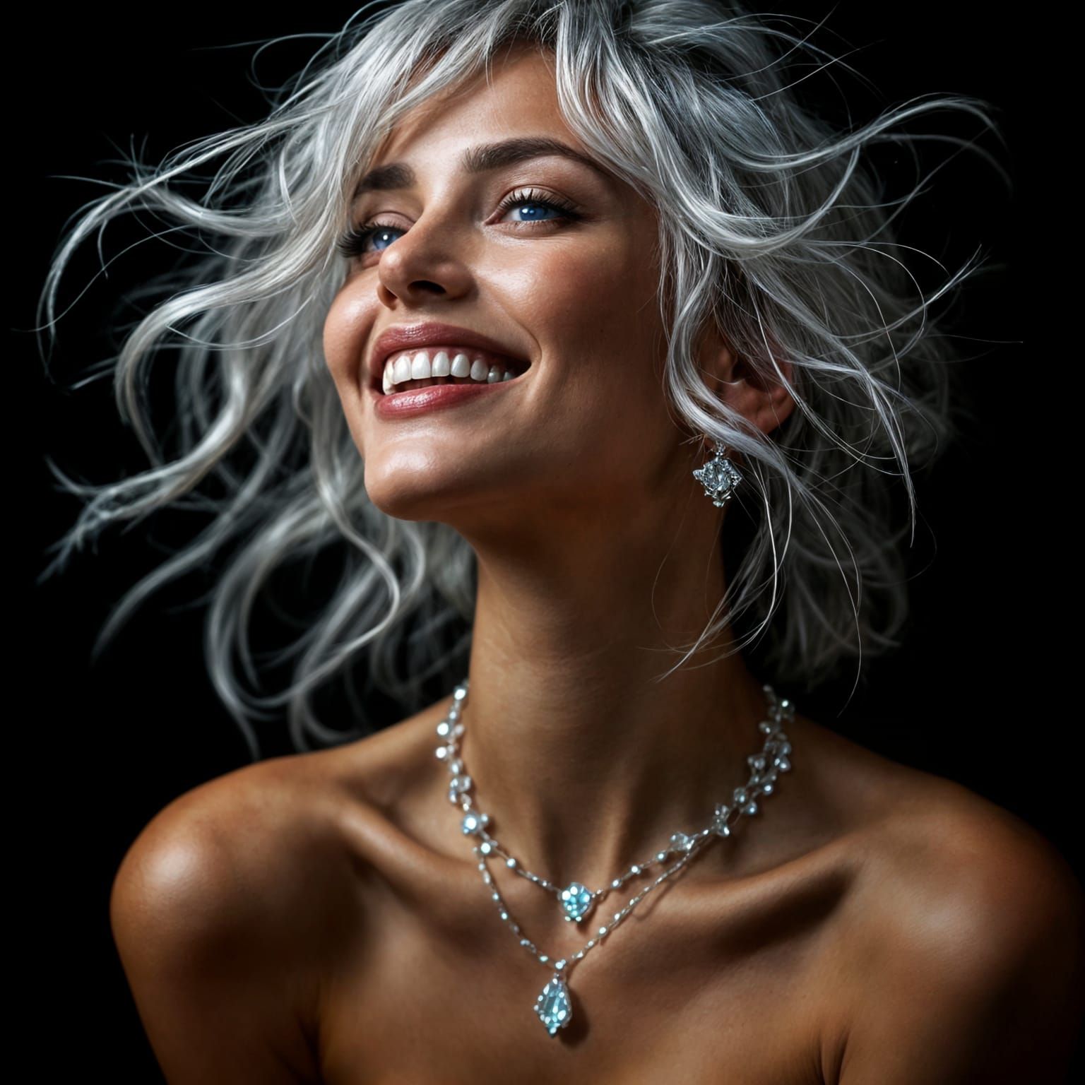 Exquisite Silver Haired Beauty in Meticulous Detail