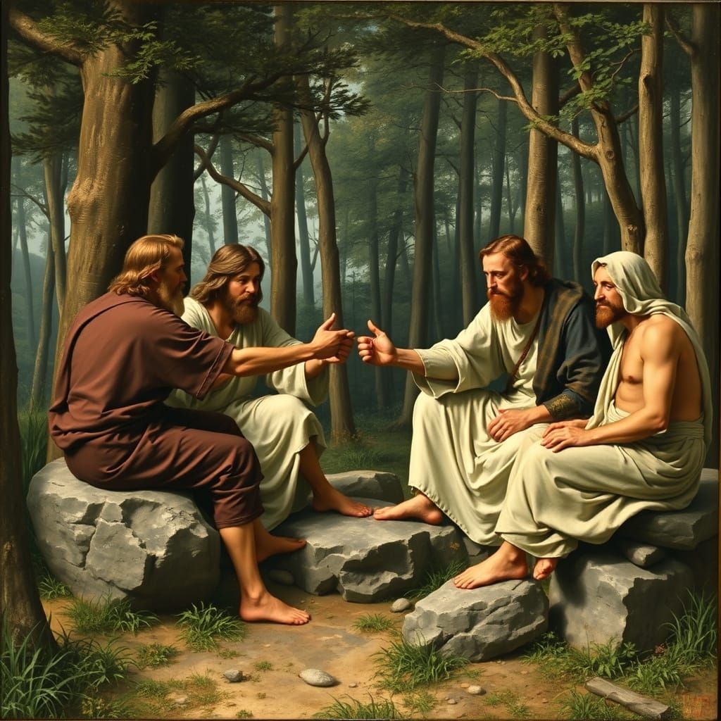 Jesus and Disciples Thumb War: Renaissance Style