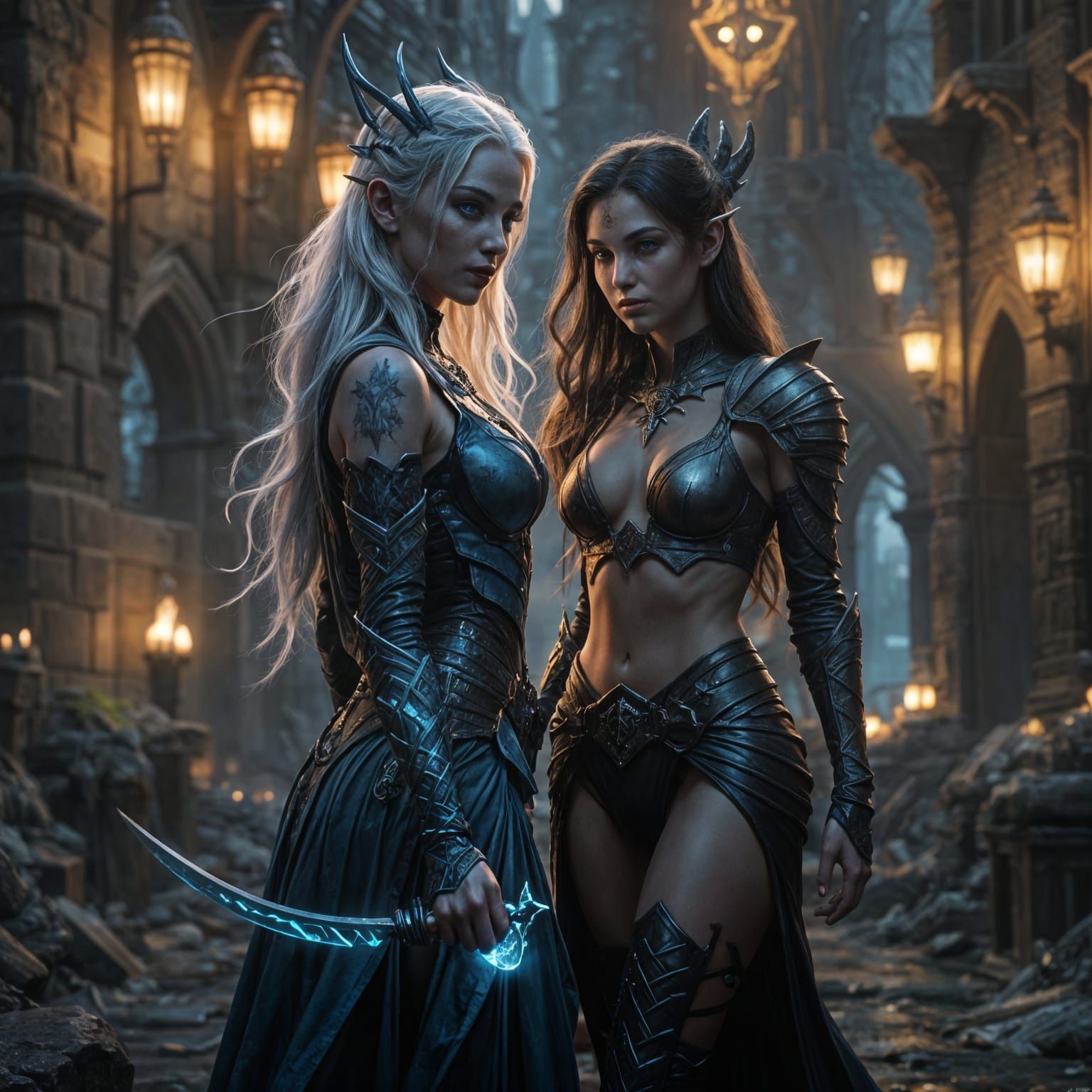 Ethereal Dark Elf Warrior in Azure Cloak