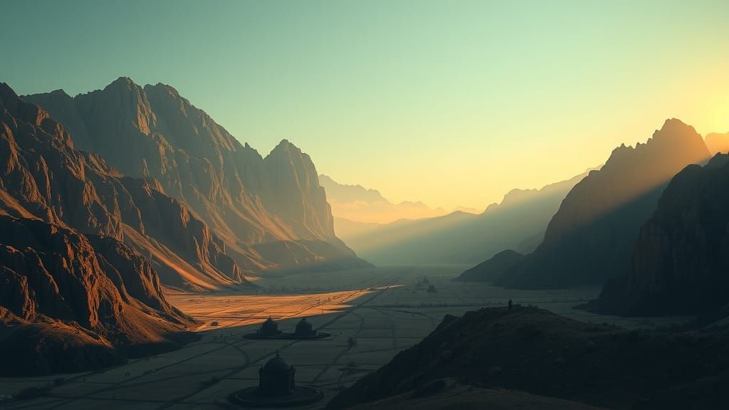 Valley of Immortal Tombs in Surreal Style