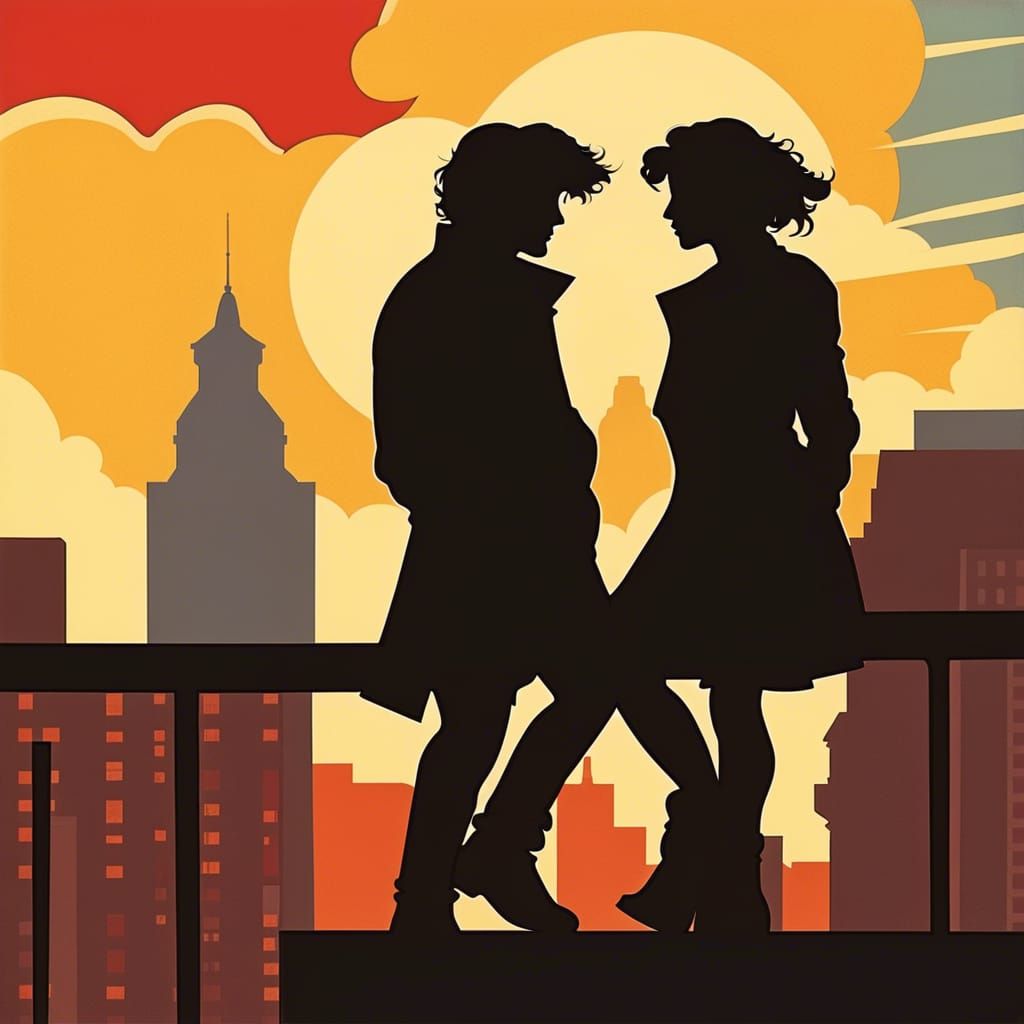 Rooftop Silhouettes in Boston, Lichtenstein Style