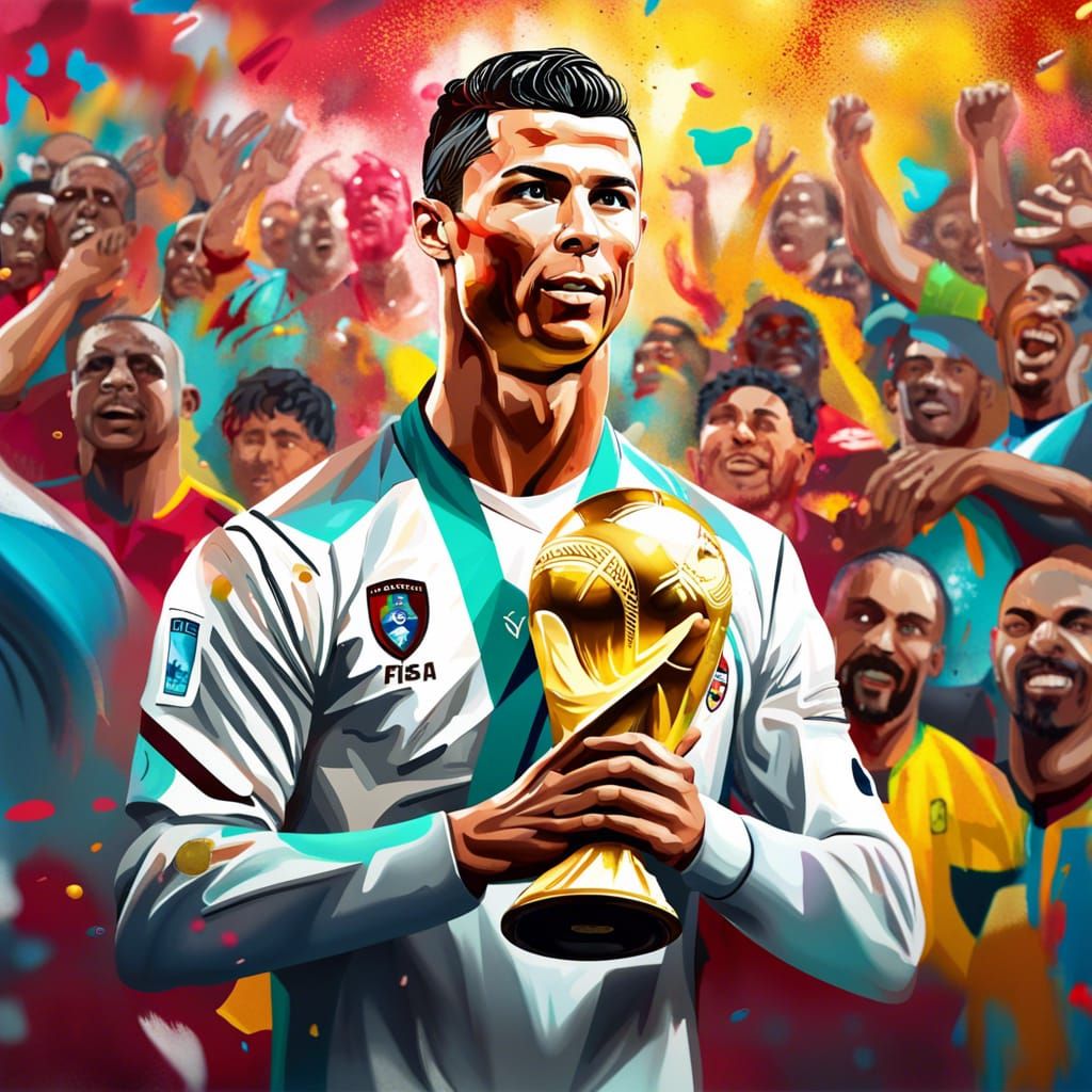 Cristiano Ronaldo Lifting the World Cup Trophy