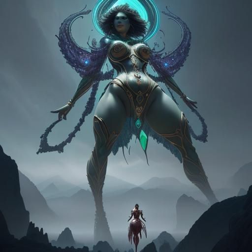 Malachite Fusion Giantess in Digital Matte Painting