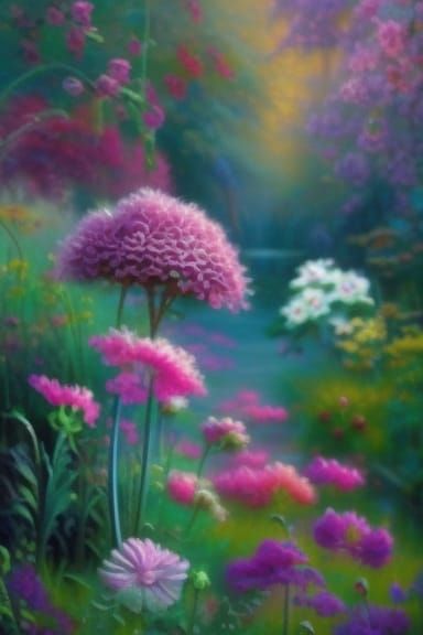 Vivid Colorful Flowers in Digital Art Style