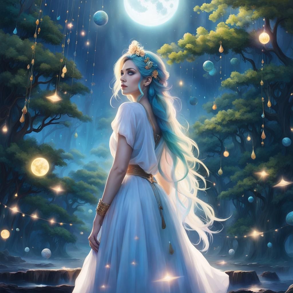 Ethereal Woman with Drops of Jupiter in Hair