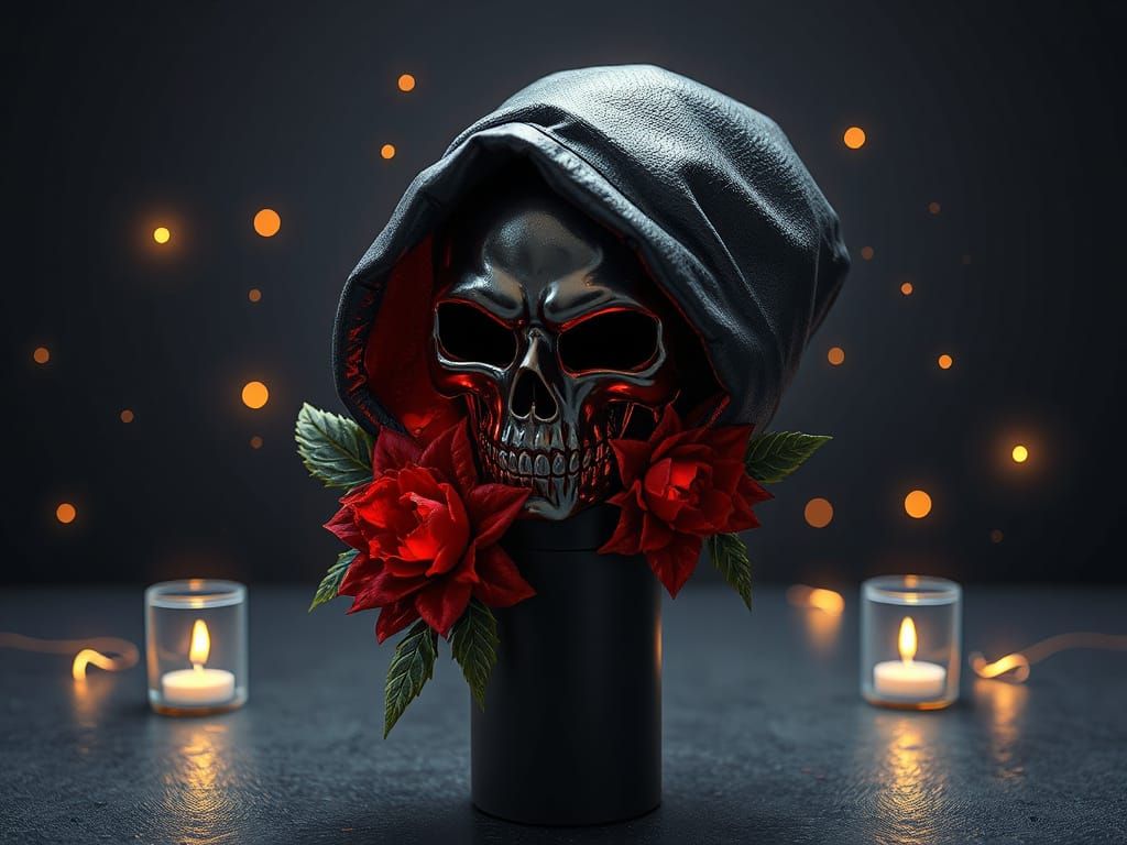 Elegant Reaper's Radiance Face Mask in Hyper-Detailed Digita...