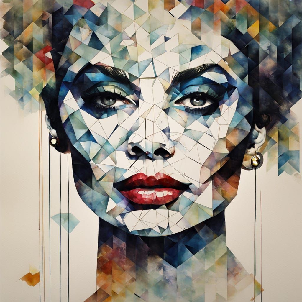 Geometric Abstract Portrait of a Dazzling Drag Queen