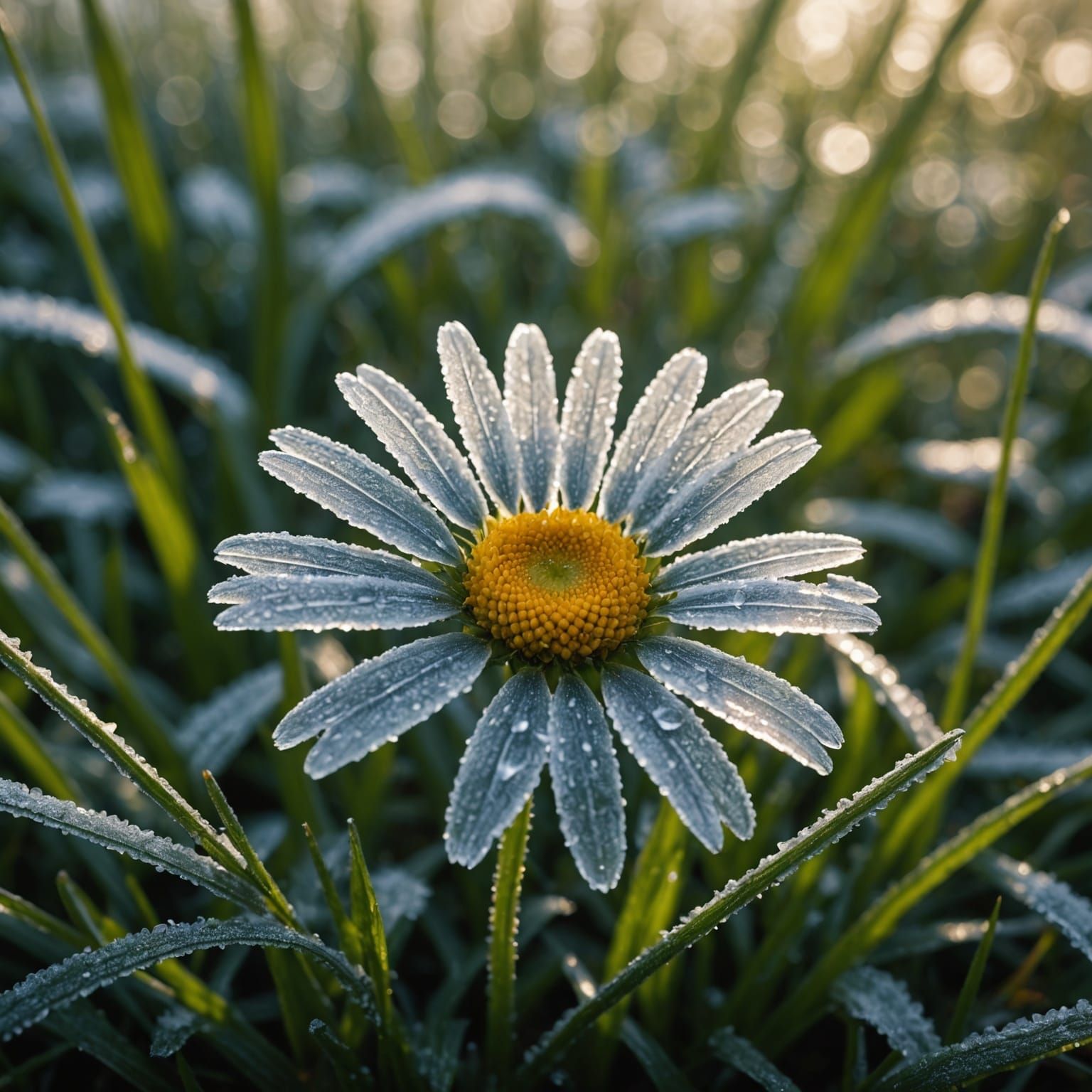 Frosted Daisy Blooms Amidst Winter's Chill