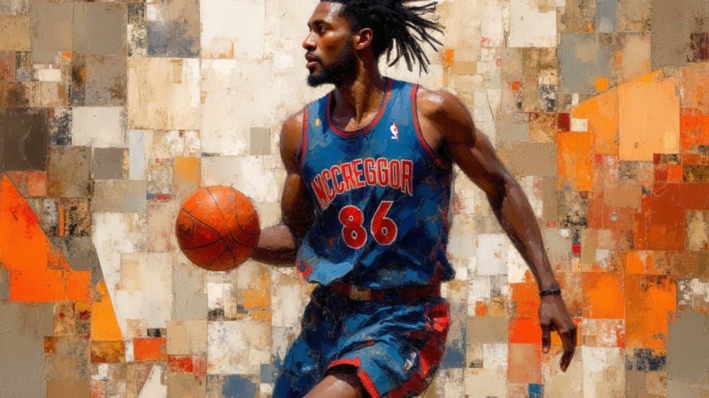 Basketball Player in Dynamic Digital Art Style