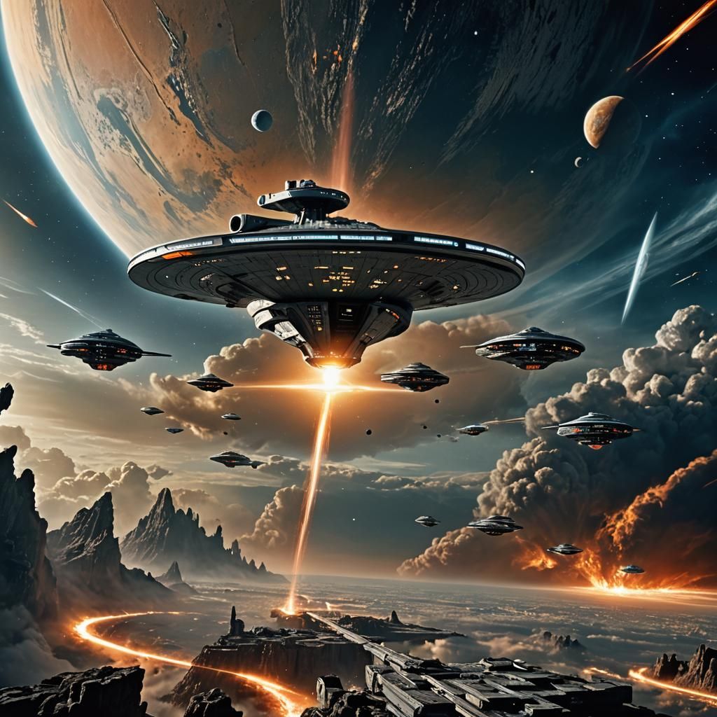 Epic Space Battle: Enterprise vs. Borg in Earth Orbit