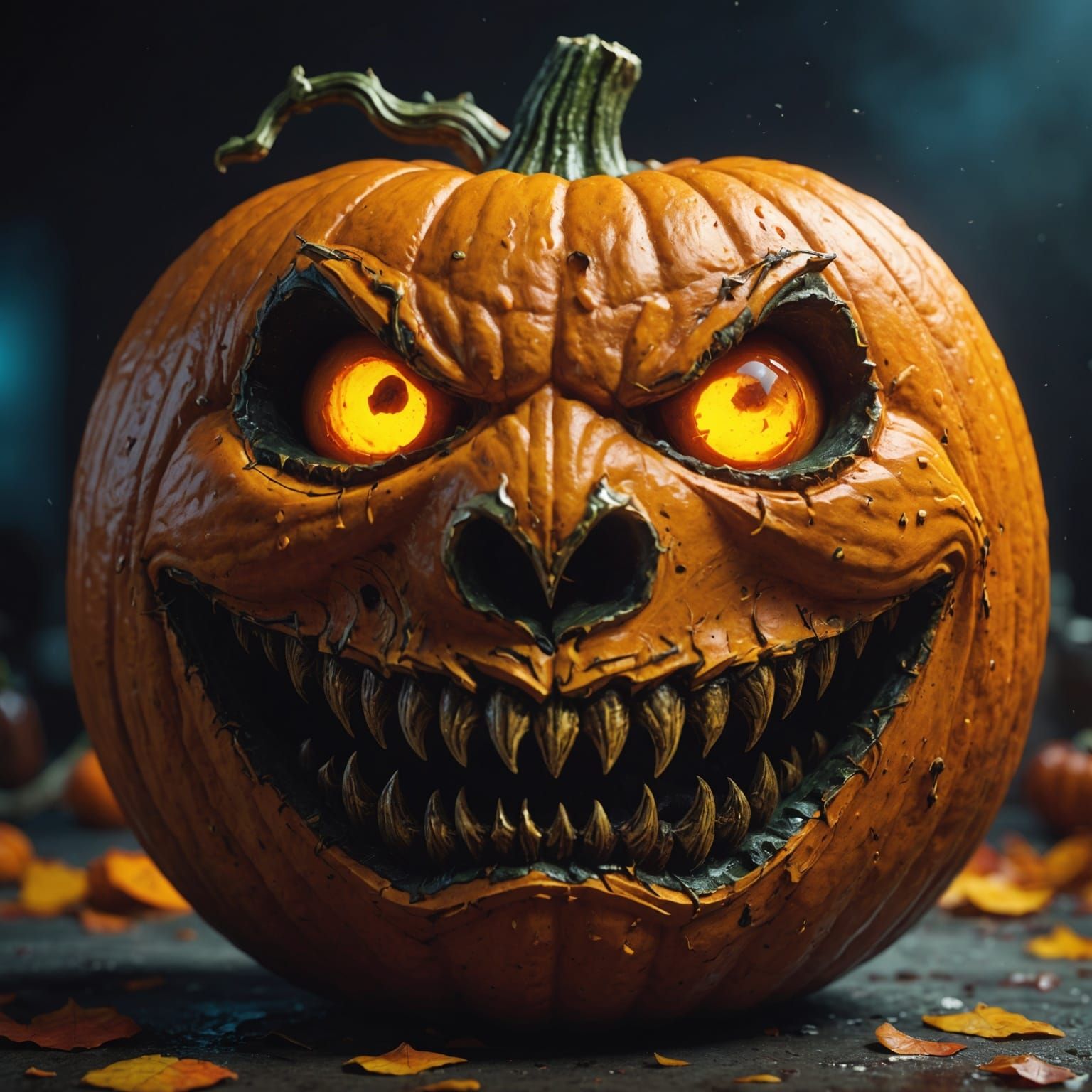 Intricately Detailed Scary Pumpkin Splash Art