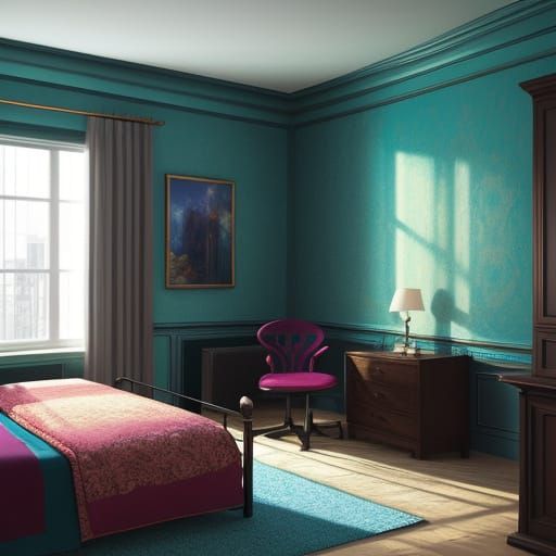 Hyperrealistic Bed Concept Art in Vibrant Colors