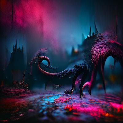 Fantastical Dark Creature in Detailed Matte Painting