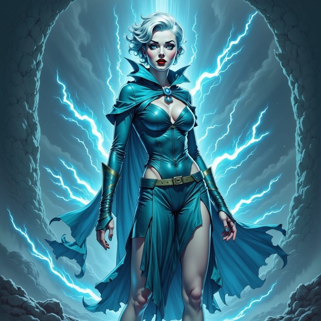 Electrified Storm Mage in Anime Style Dungeon
