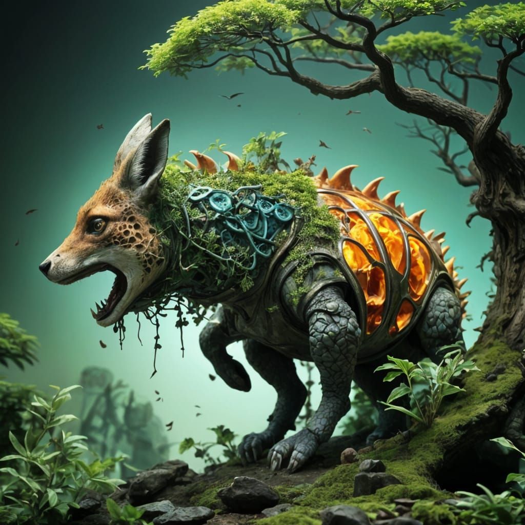 Surreal Hybrid Animals in Fantastical Compositions