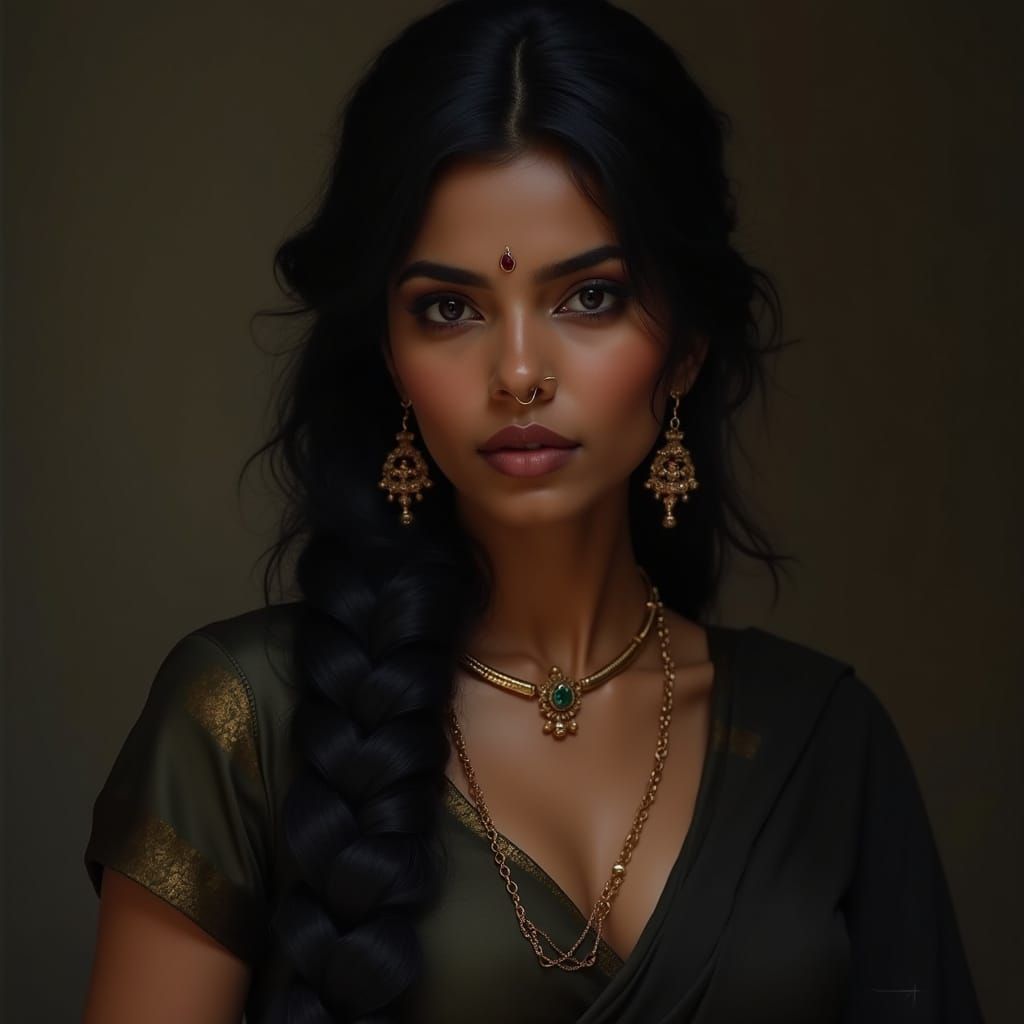 Gothic South Indian Woman in Opulent Style