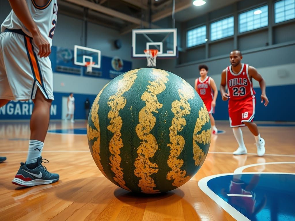 Basketball Players Use Watermelon in Hyperrealistic Photo