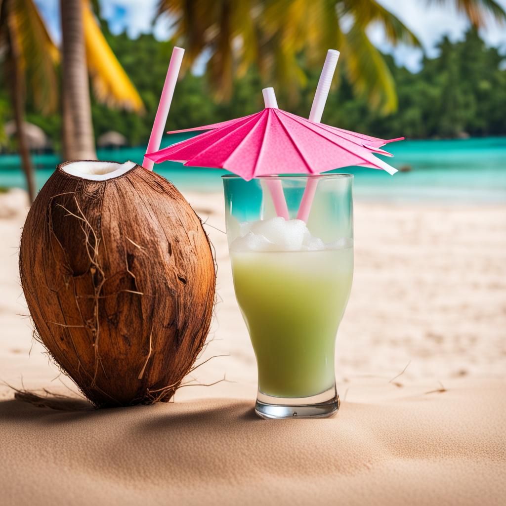 Beach Resort Coconut Drink with Umbrella