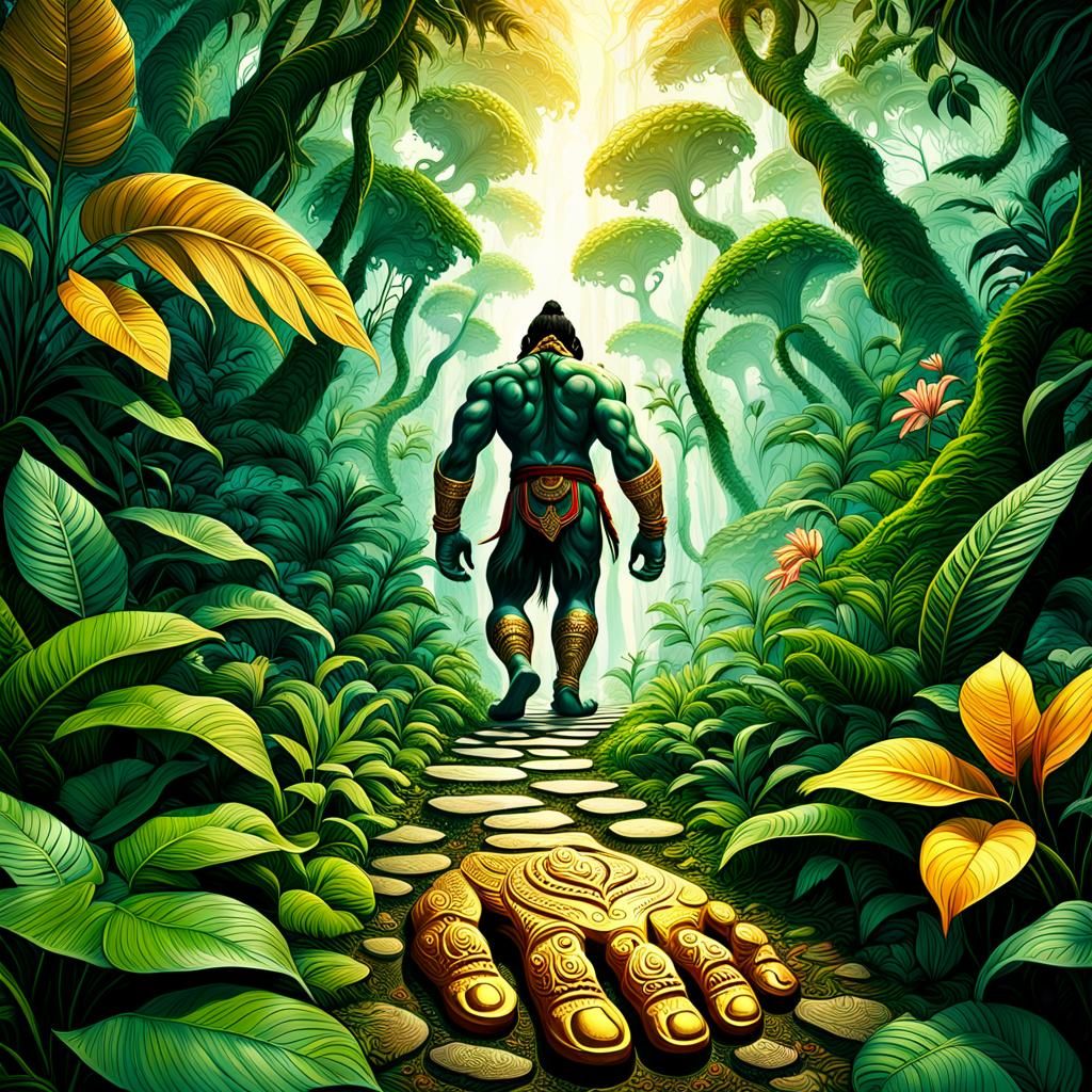 Epic Jungle Footprints in Golden Light