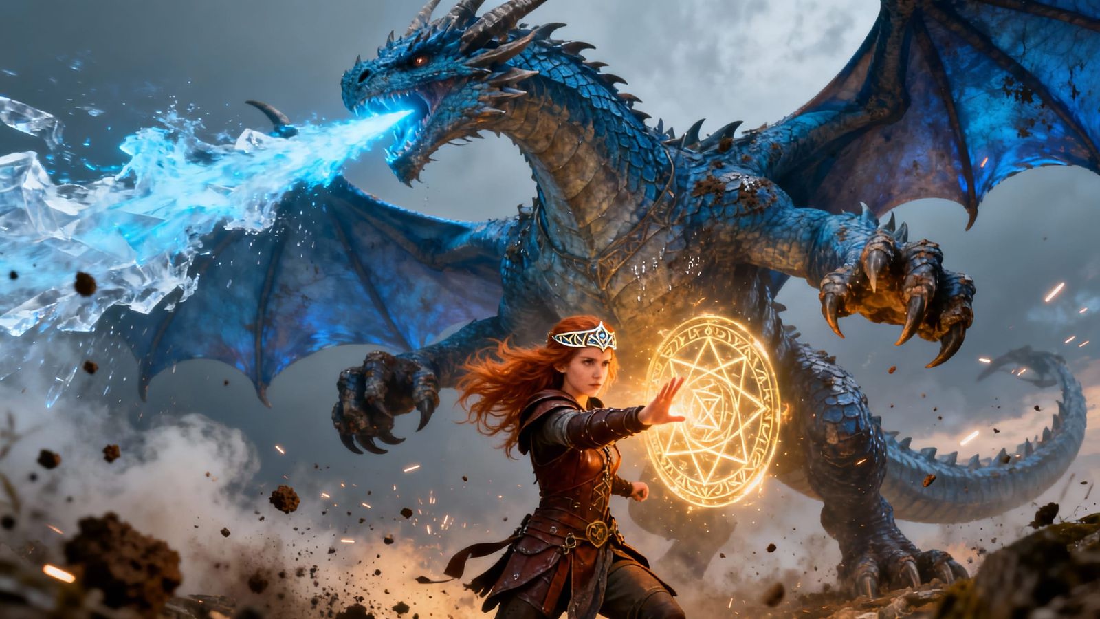 Dragon and Warrior Unite in Epic Fantasy Battle