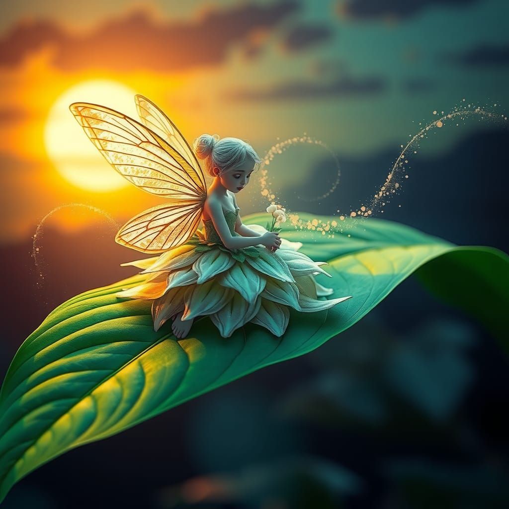 Fairy on Flower with Fairy Dust