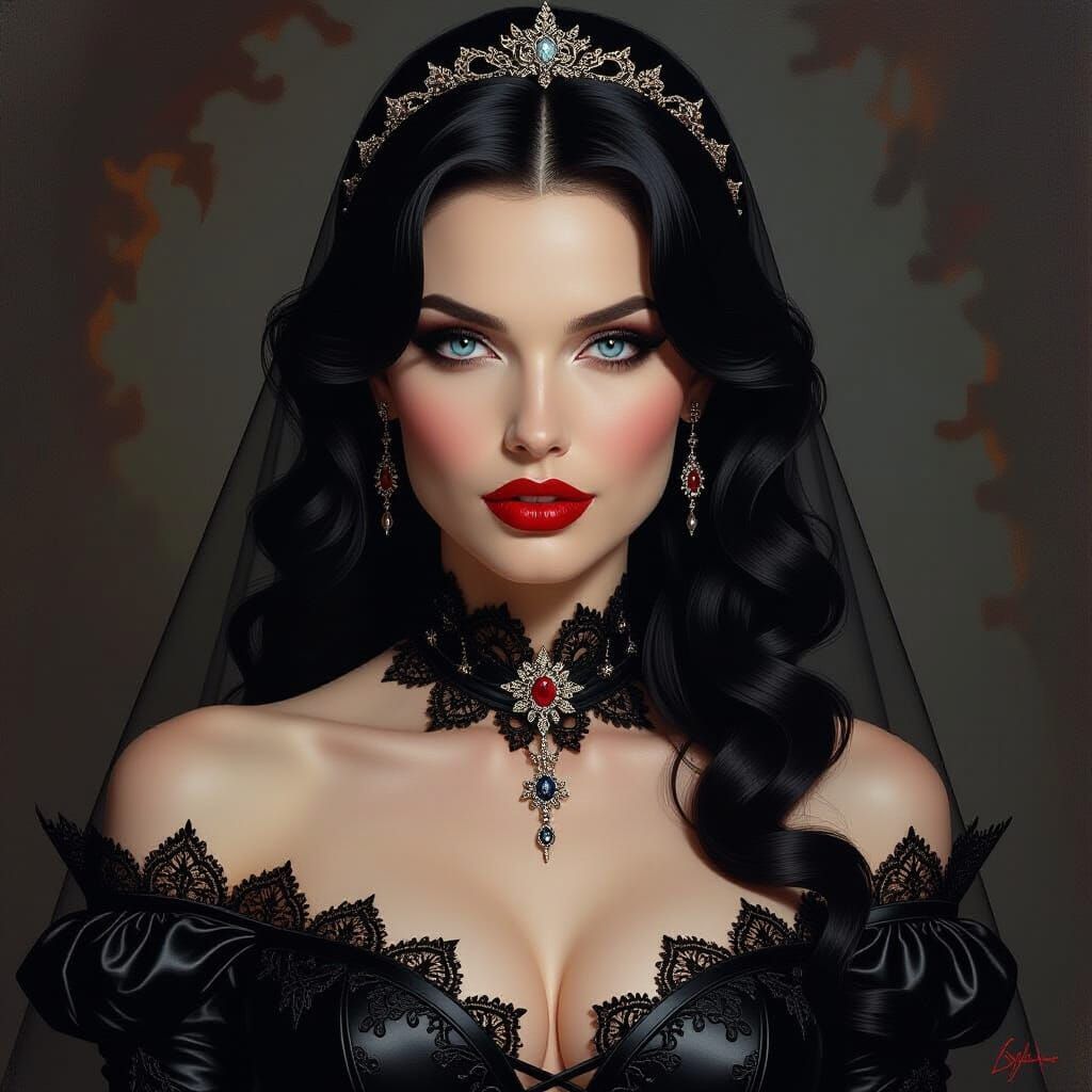 Dracula's Bride in Gothic Wedding Gown
