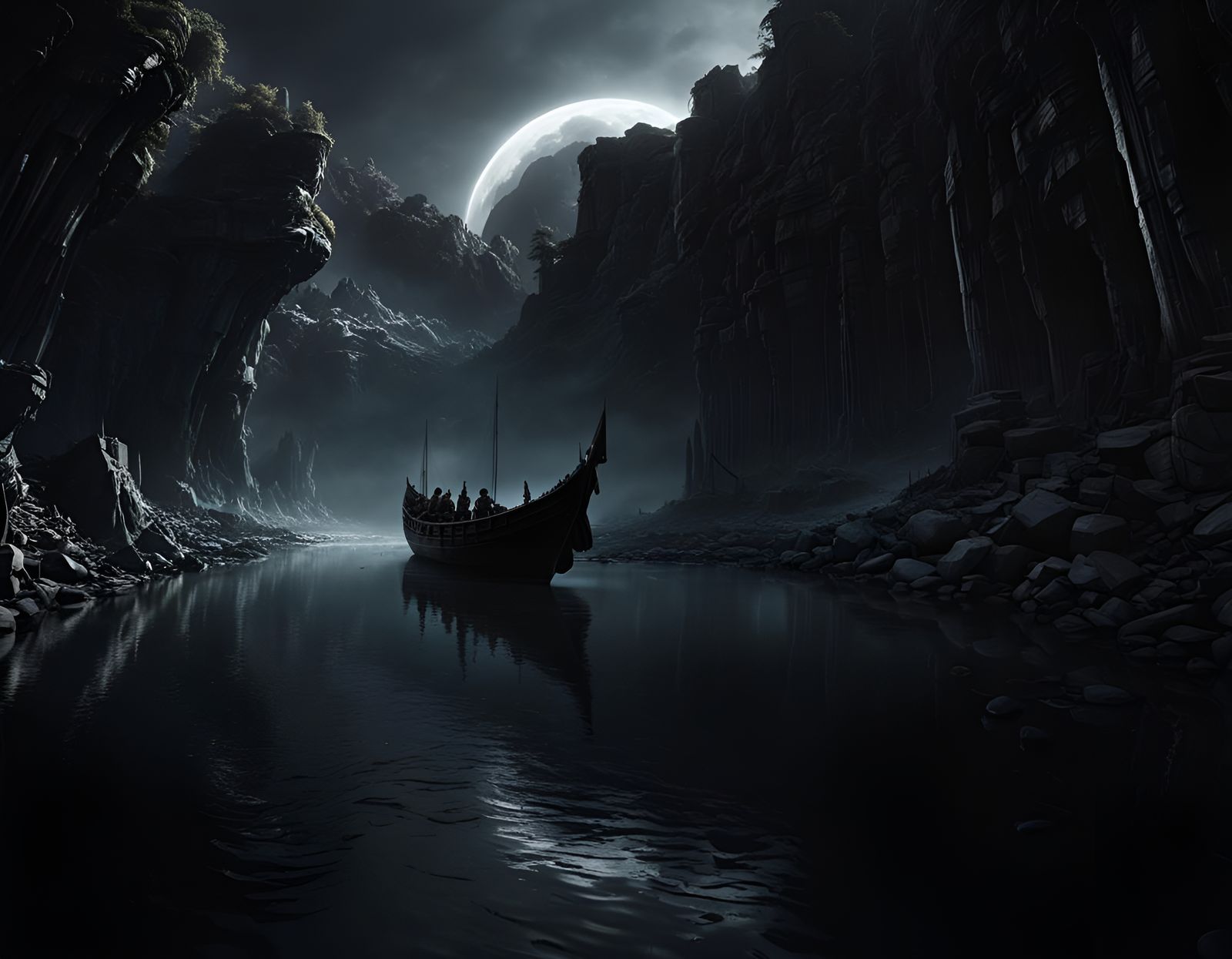 Charon's Boat on the River Styx to Tartarus
