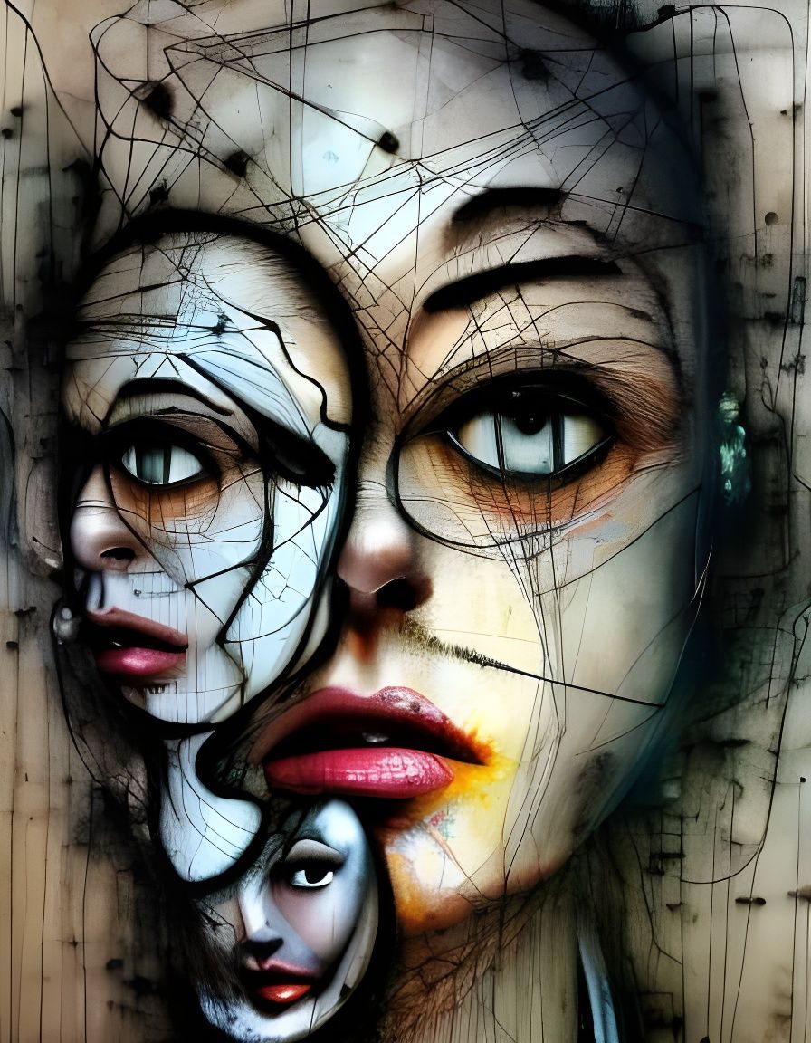 Surreal Portrait of Woman in Maximalist Style