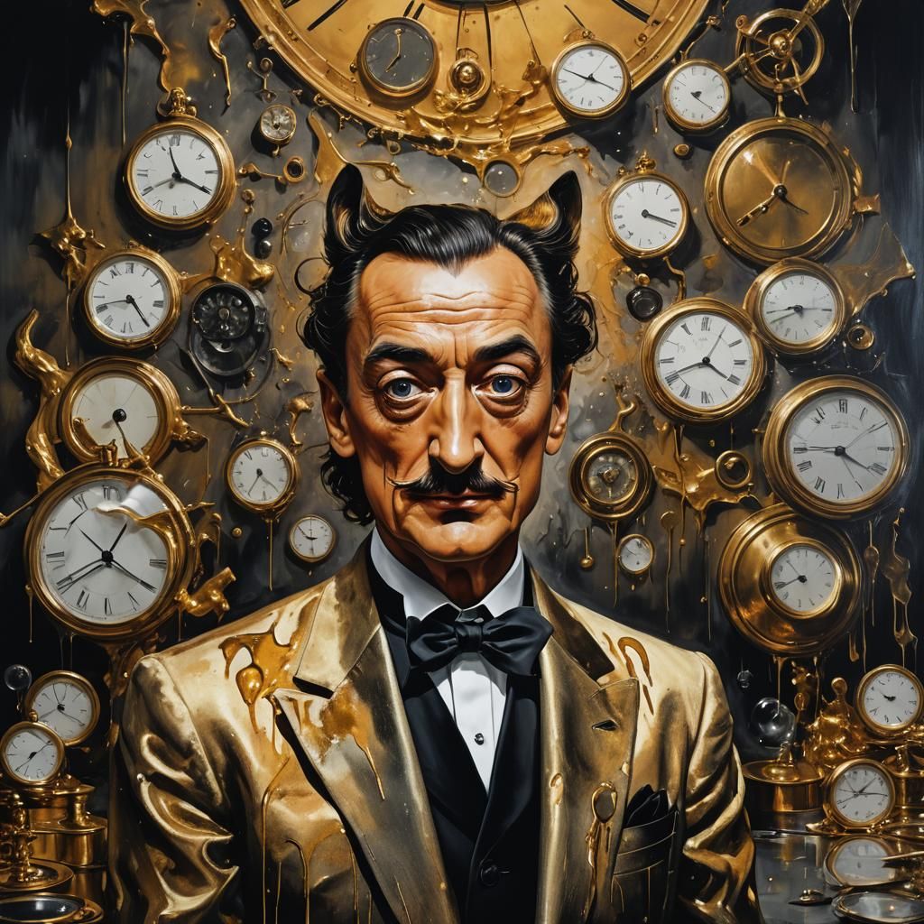 Surreal Fox Businessman in Melting Room, Salvador Dali Style