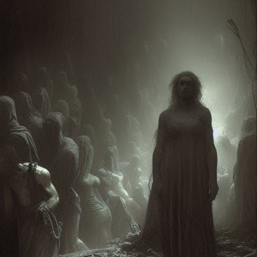 Horror Image of Lost Souls in Gothic Style
