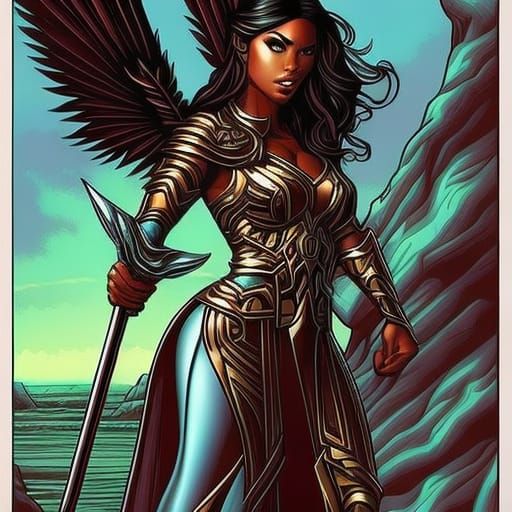 Latina Warrior Angel of Wisdom: Comic Book Art