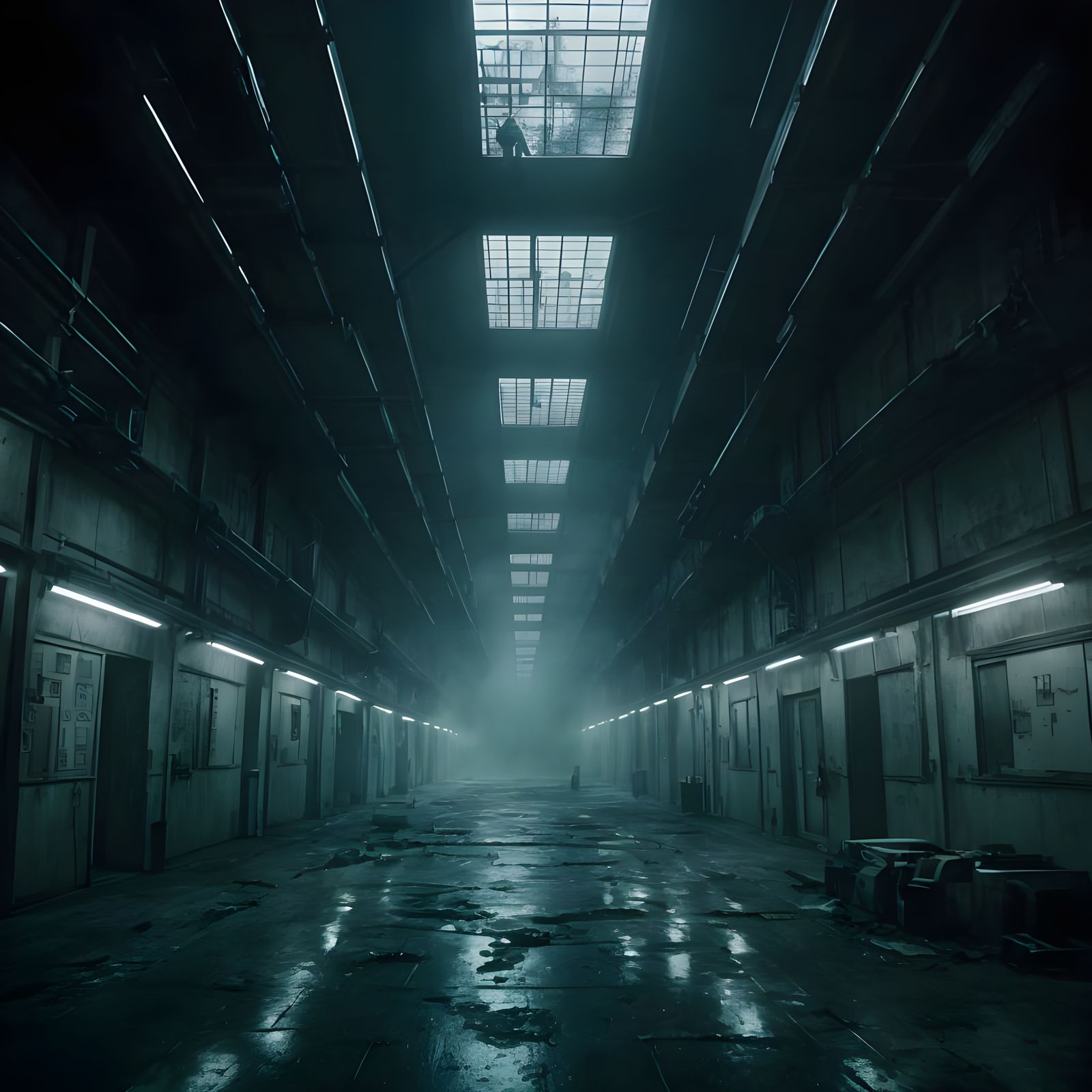 Dark Industrial Metropolis in Cinematic Fog